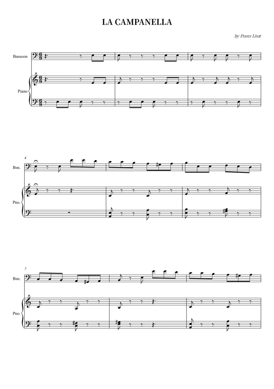 LA CAMPANELLA Bassoon scores gallery preview page 1