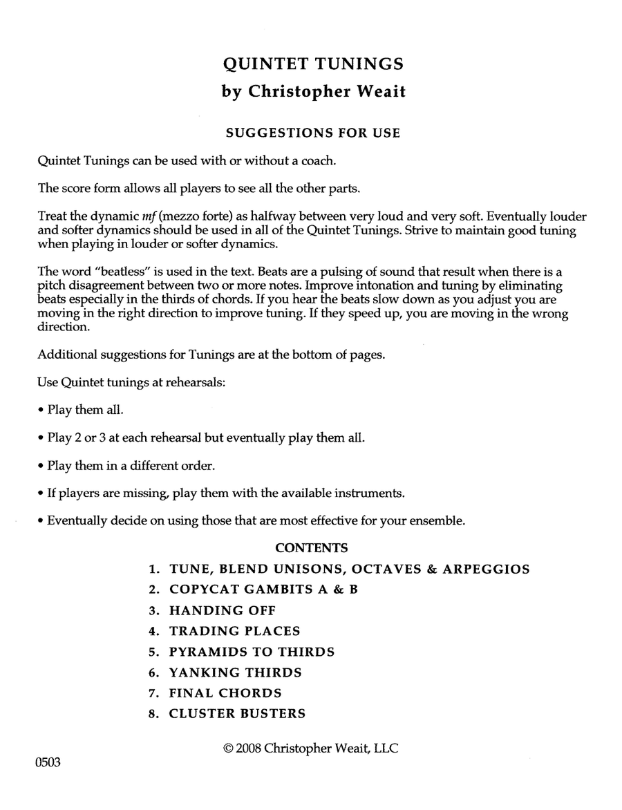 Quintet Tunings for wind quintet (5’) - Score Only Woodwind Quintet scores gallery preview page 2