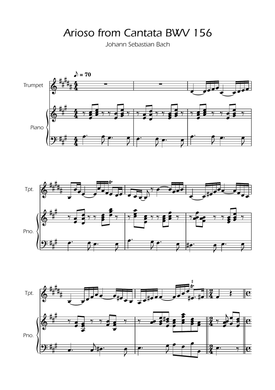 Arioso BWV 156 - Trumpet Solo w/ Piano