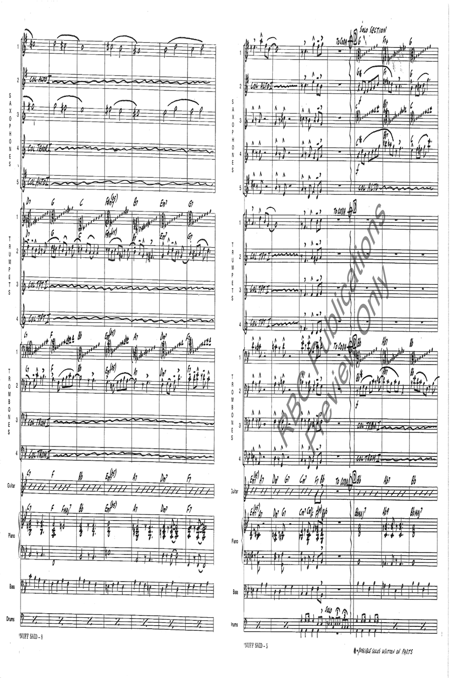 Nuff Said (Score) Jazz Ensemble scores gallery preview page 7