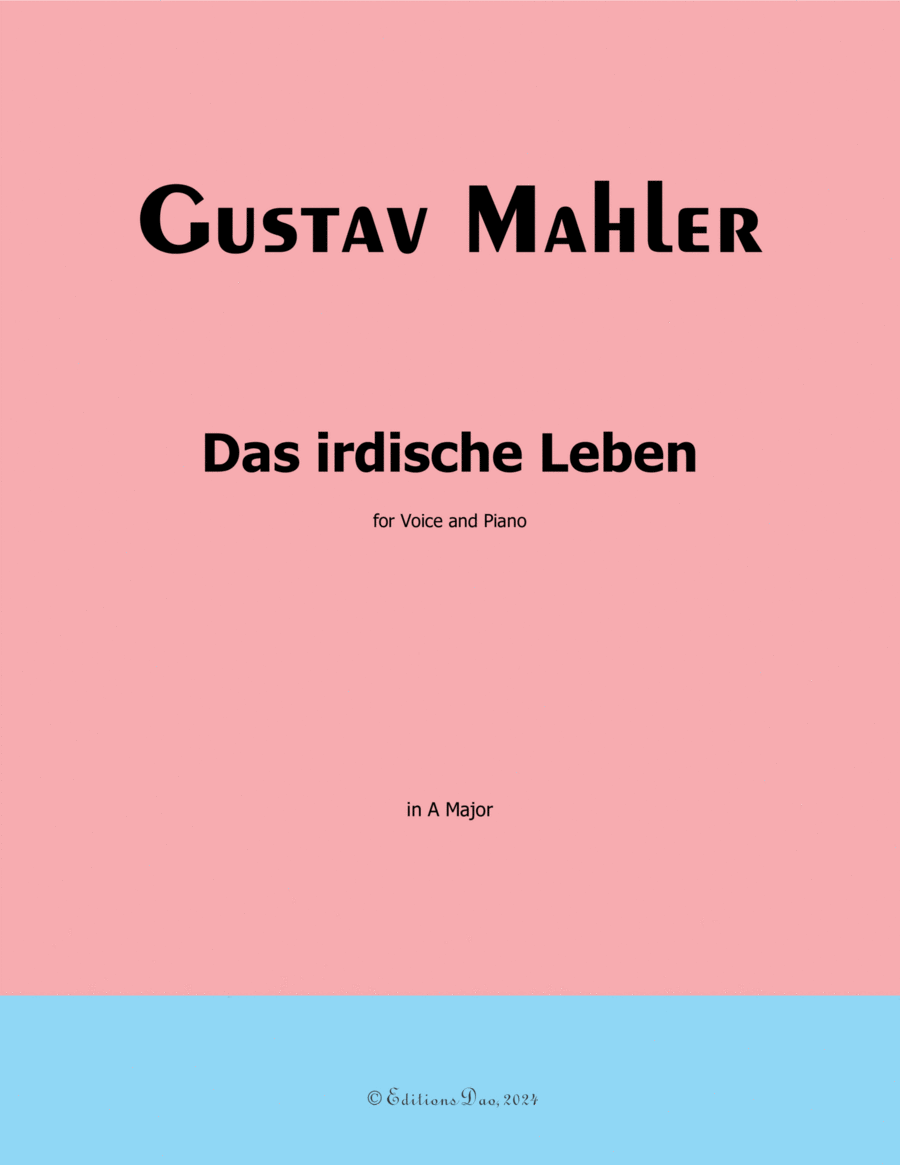Das irdische Leben, by Mahler, in A Major Piano, Vocal scores gallery preview page 1