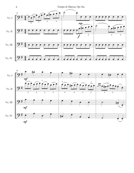 Tempo di Marcia by David Popper, originally for 2 cellos, arranged for cello quartet
