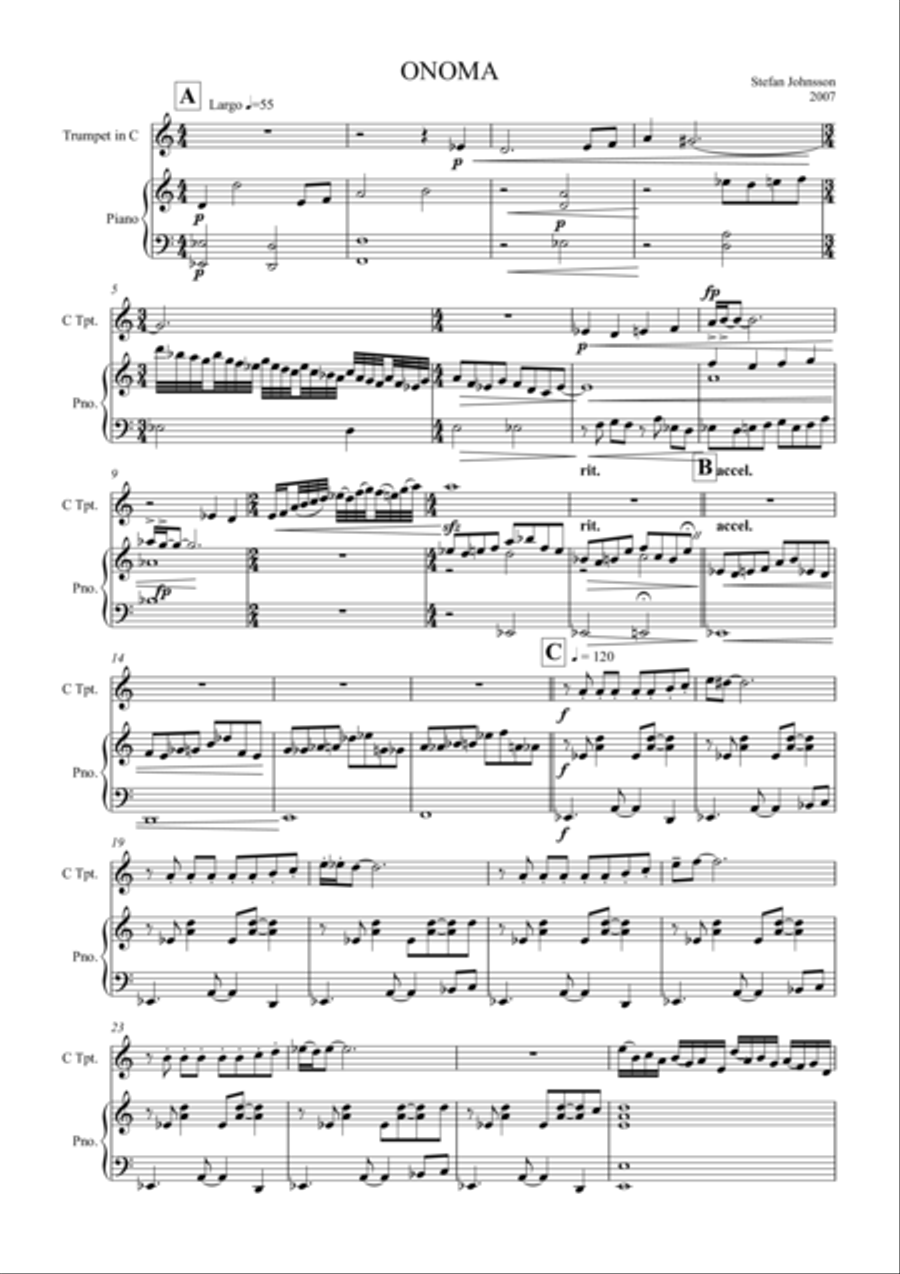Onoma Onoma Trumpet Solo scores gallery preview page 1