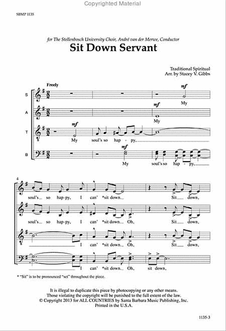 Sit Down Servant - SATB divisi Octavo image number null