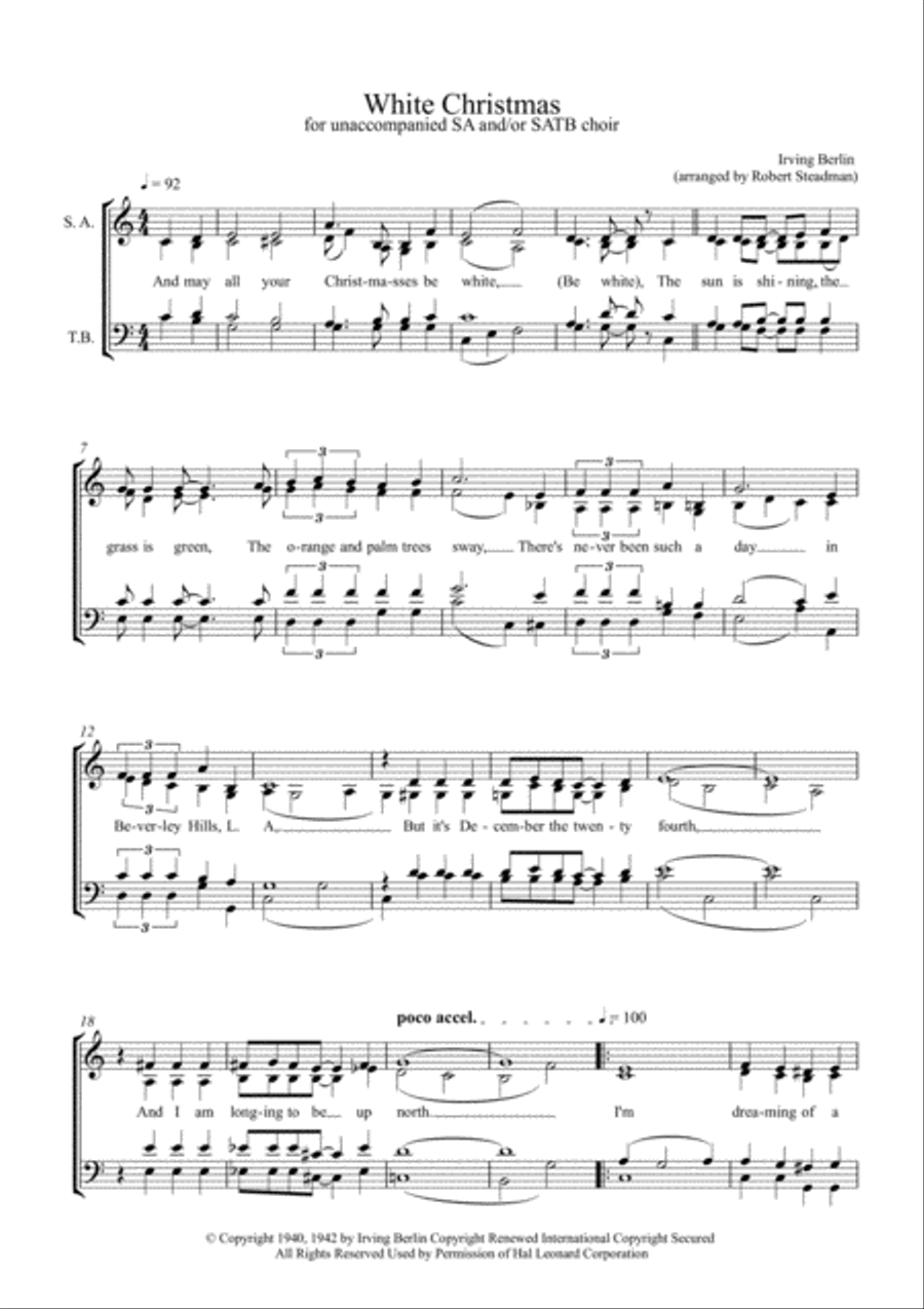 White Christmas 4-Part scores gallery preview page 1