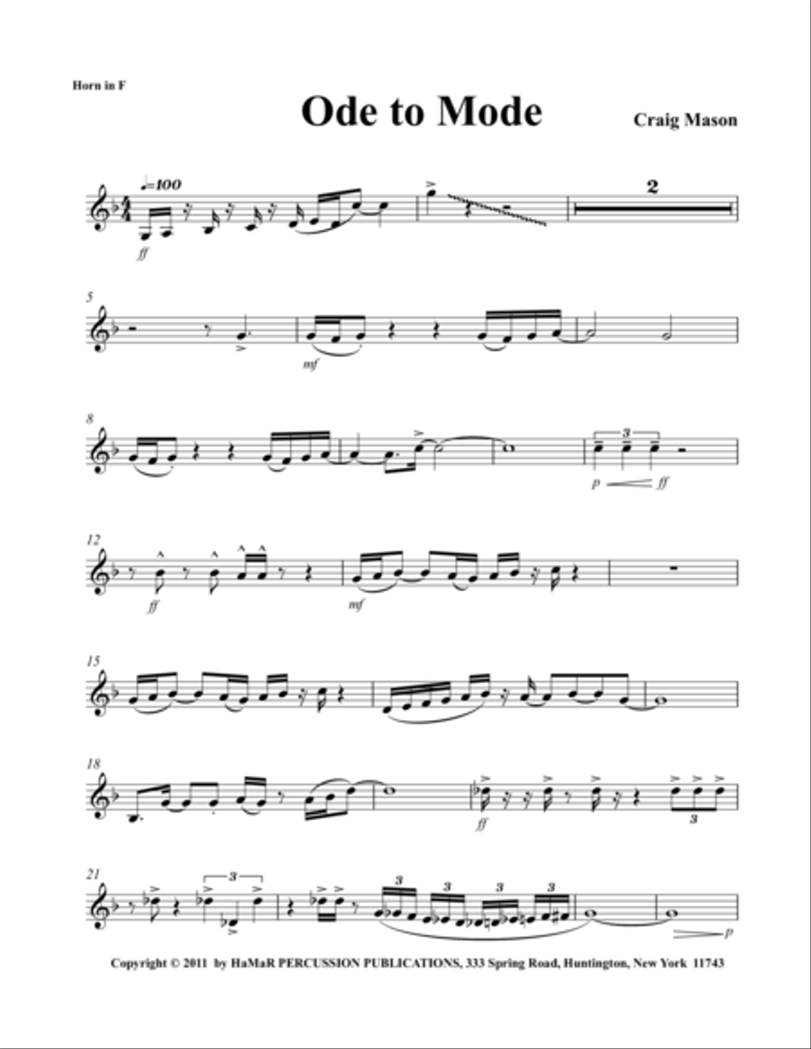 Ode to Mode Baritone Saxophone scores gallery preview page 1