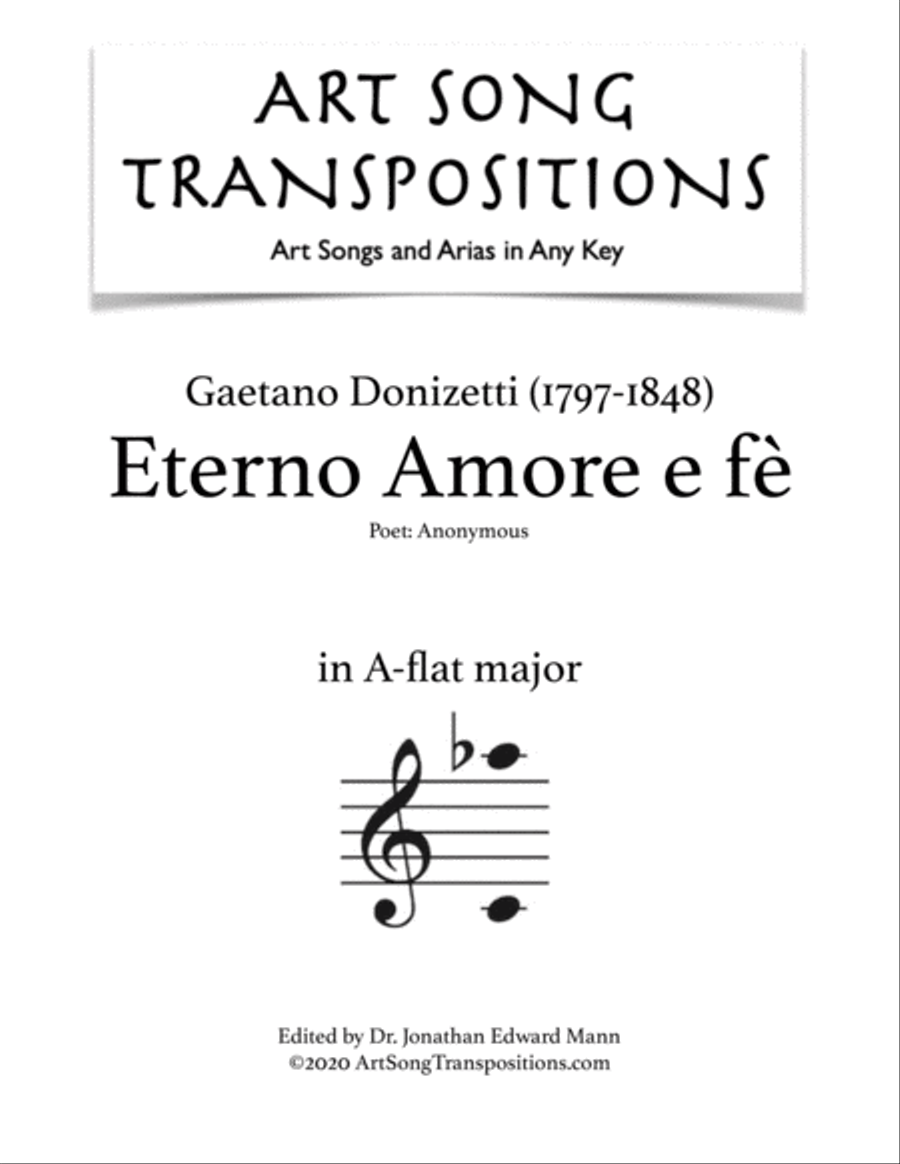 DONIZETTI: Eterno Amore e fè (transposed to A-flat major) Voice scores gallery preview page 1