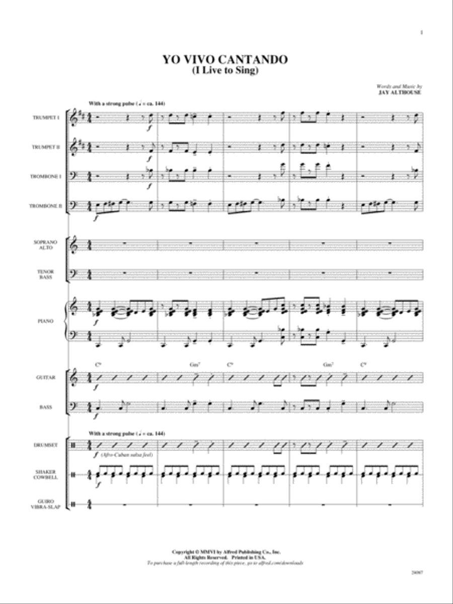 Yo Vivo Cantando (I Live to Sing): Score Score scores gallery preview page 1
