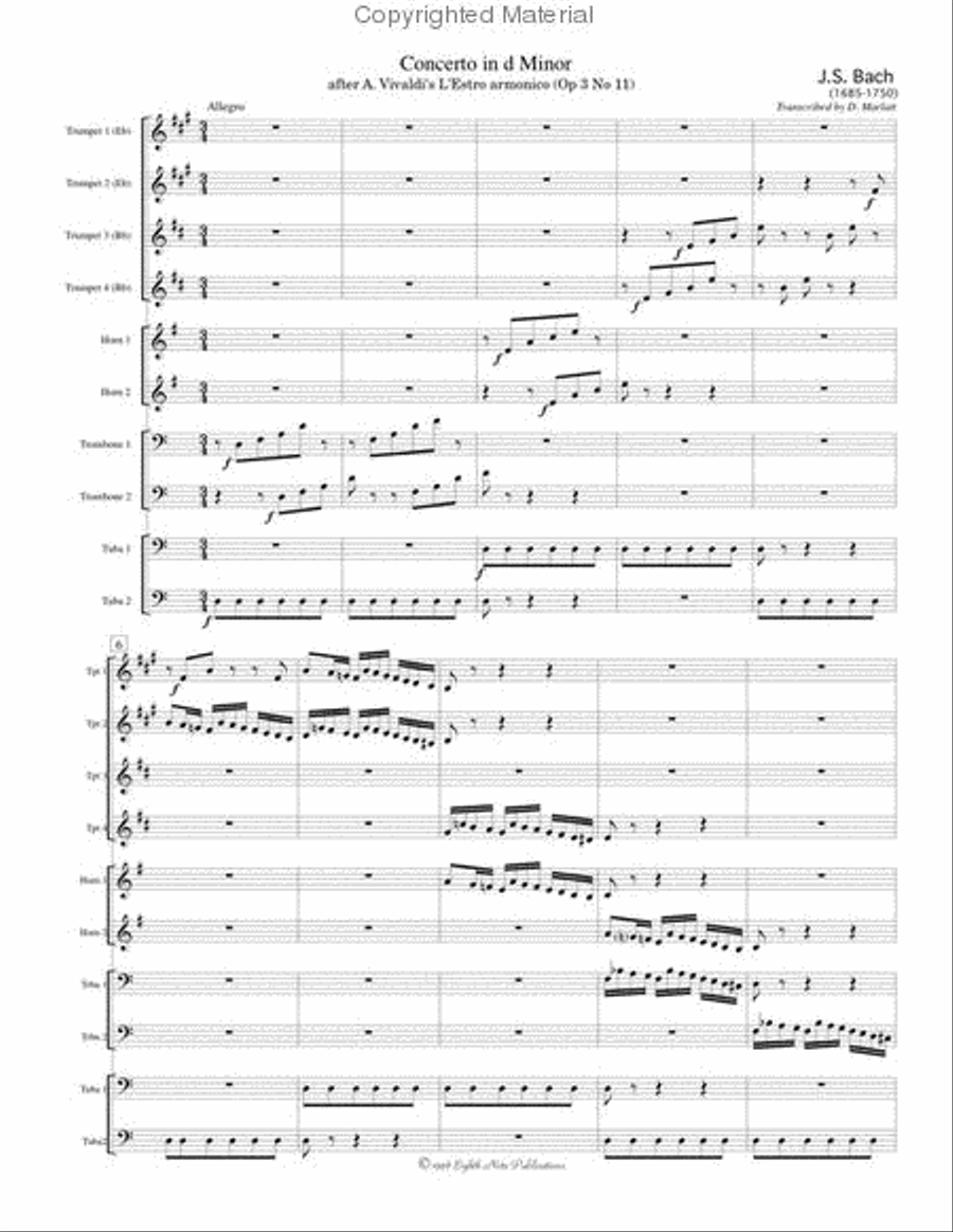 Concerto in D Minor, BWV 596 Brass Ensemble scores gallery preview page 2