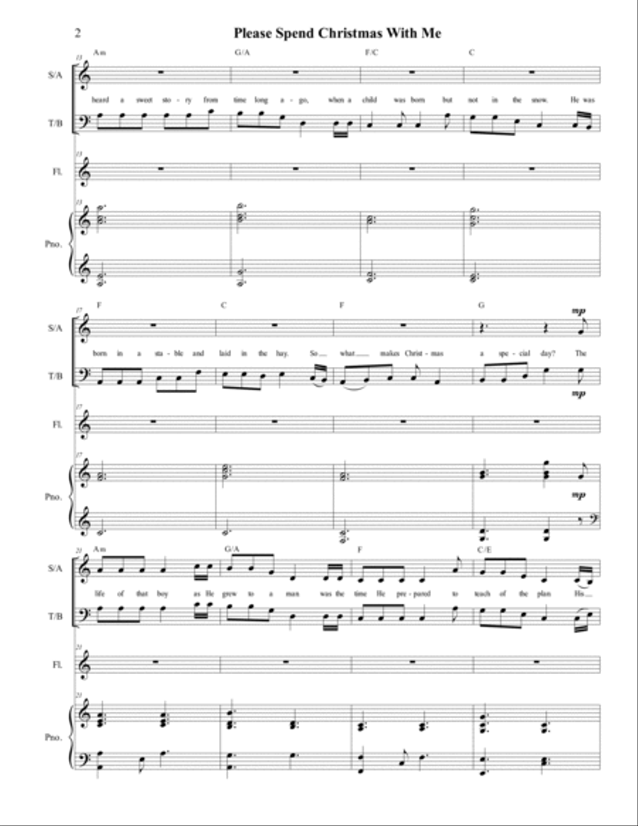 Please Spend Christmas With Me - SATB Choir and Flute 4-Part scores gallery preview page 4