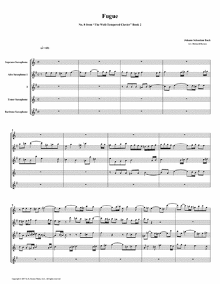 Fugue 08 from Well-Tempered Clavier, Book 2 (Saxophone Quintet)