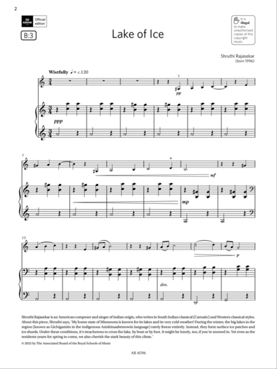 Lake of Ice (Grade 2, B3, from the ABRSM Violin Syllabus from 2024) Violin Solo scores gallery preview page 2