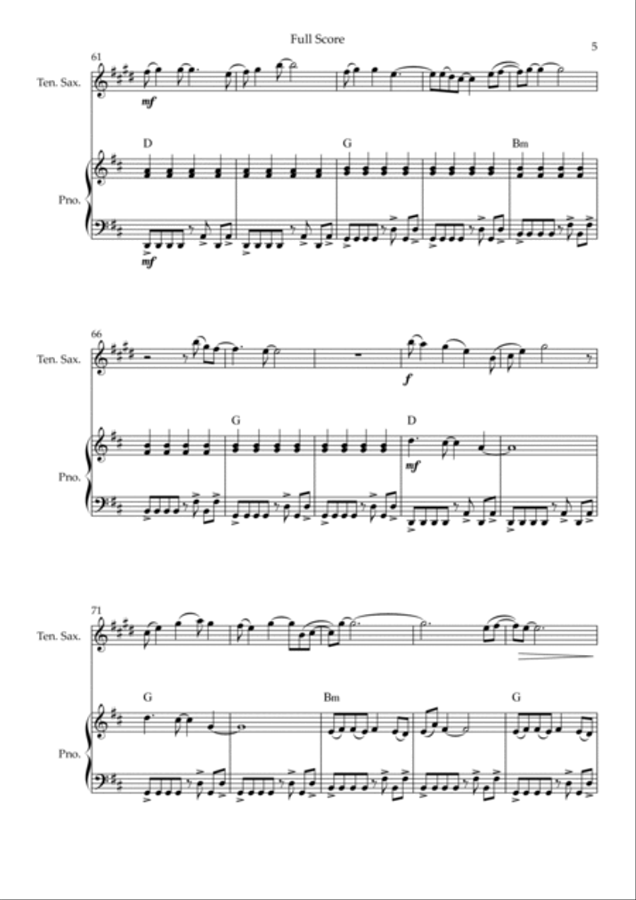 Without You Tenor Saxophone scores gallery preview page 5