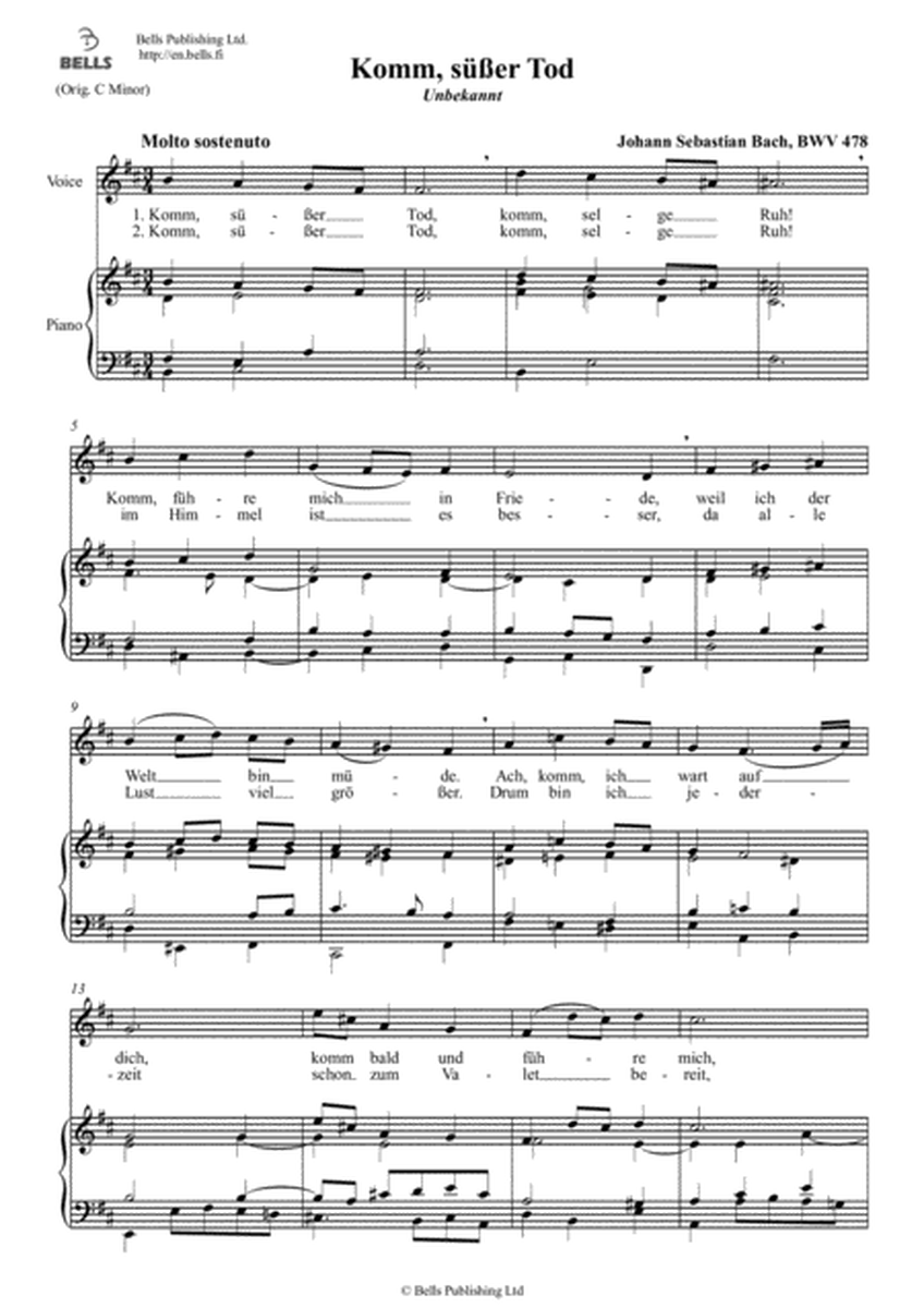 Komm susser Tod, BWV 478 (B minor)