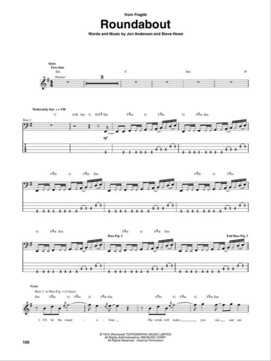 Best of Yes Bass Guitar Tablature scores gallery preview page 6