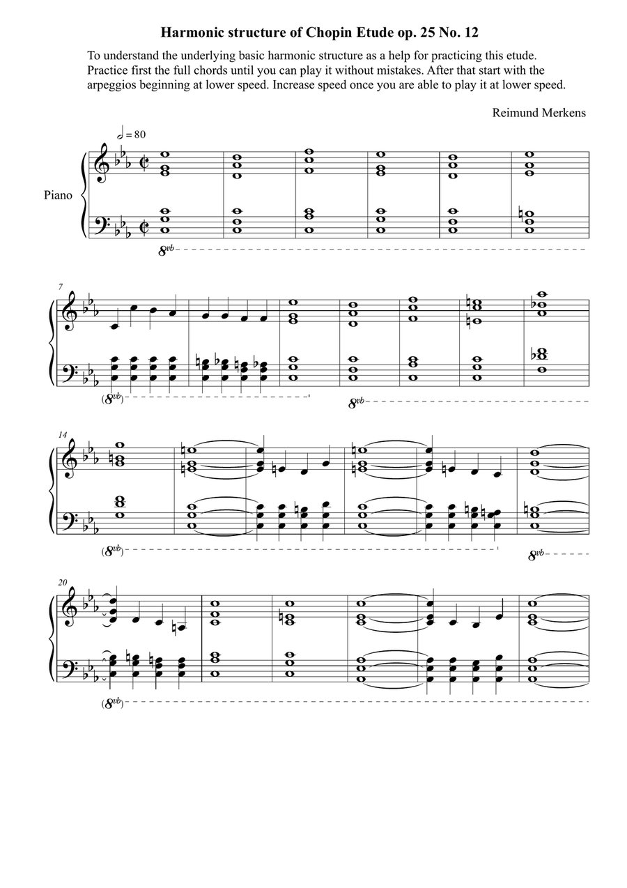 Chopin Etude op. 25 No 12 - Harmonic structure for practicing Piano Method scores gallery preview page 1