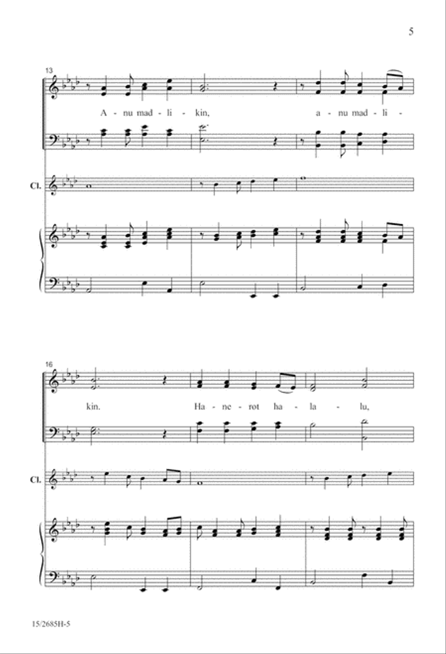 Hanerot Halalu (Light the Candles) 4-Part scores gallery preview page 5