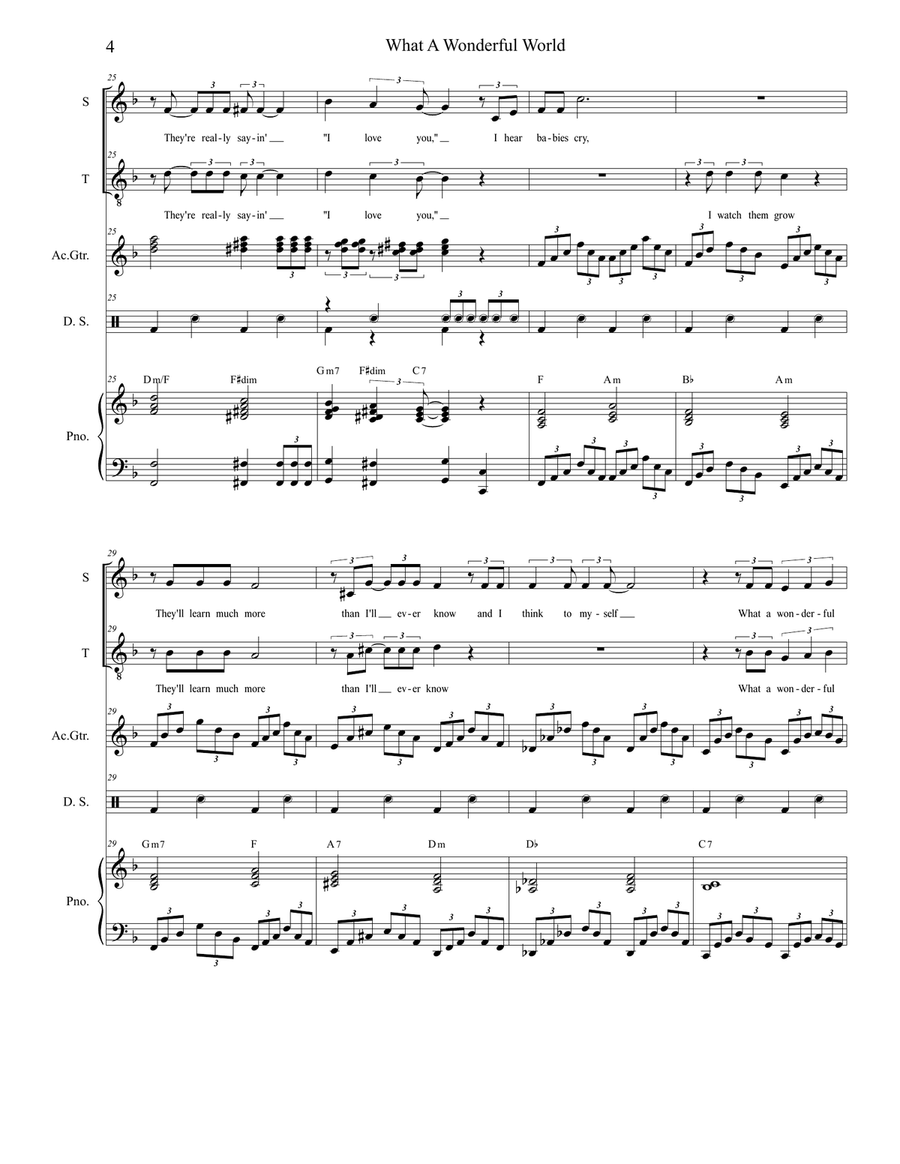 What A Wonderful World Tenor Voice scores gallery preview page 4