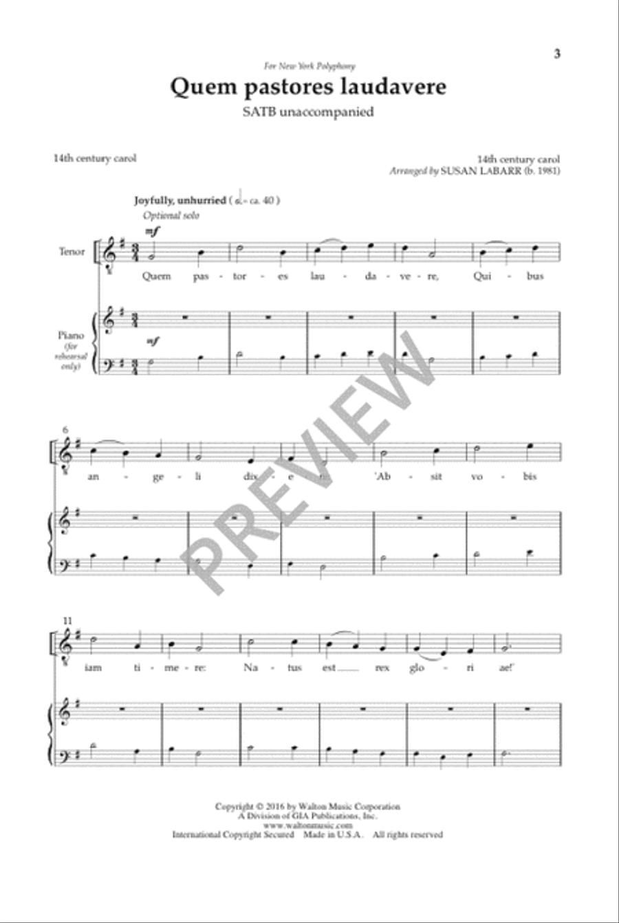 Quem pastores laudavere 4-Part scores gallery preview page 4