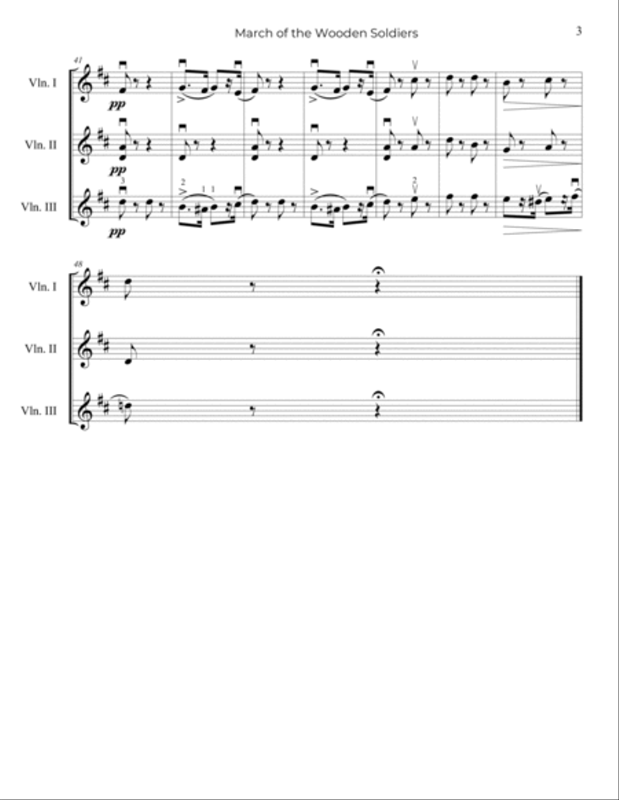 Tchaikovsky: March of the Wooden Soldiers, Op.39, No.5 - for Violin Trio String Trio scores gallery preview page 4
