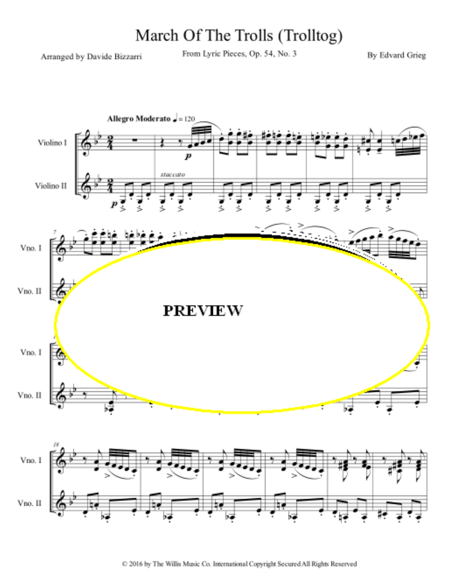March Of The Trolls (Trolltog) String Duet scores gallery preview page 2