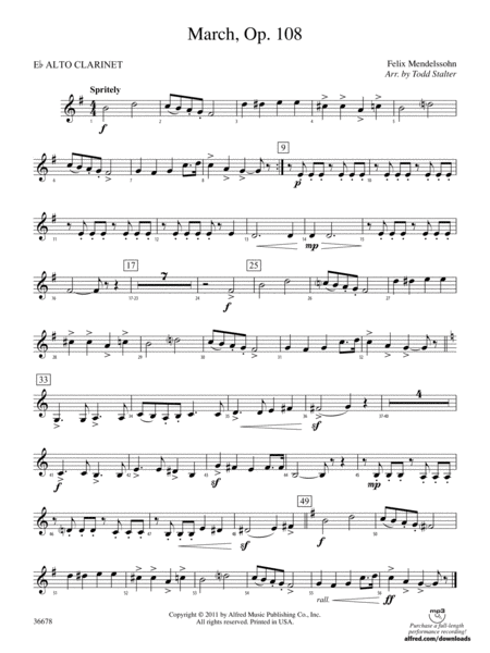 March, Op. 108: (wp) E-flat Alto Clarinet