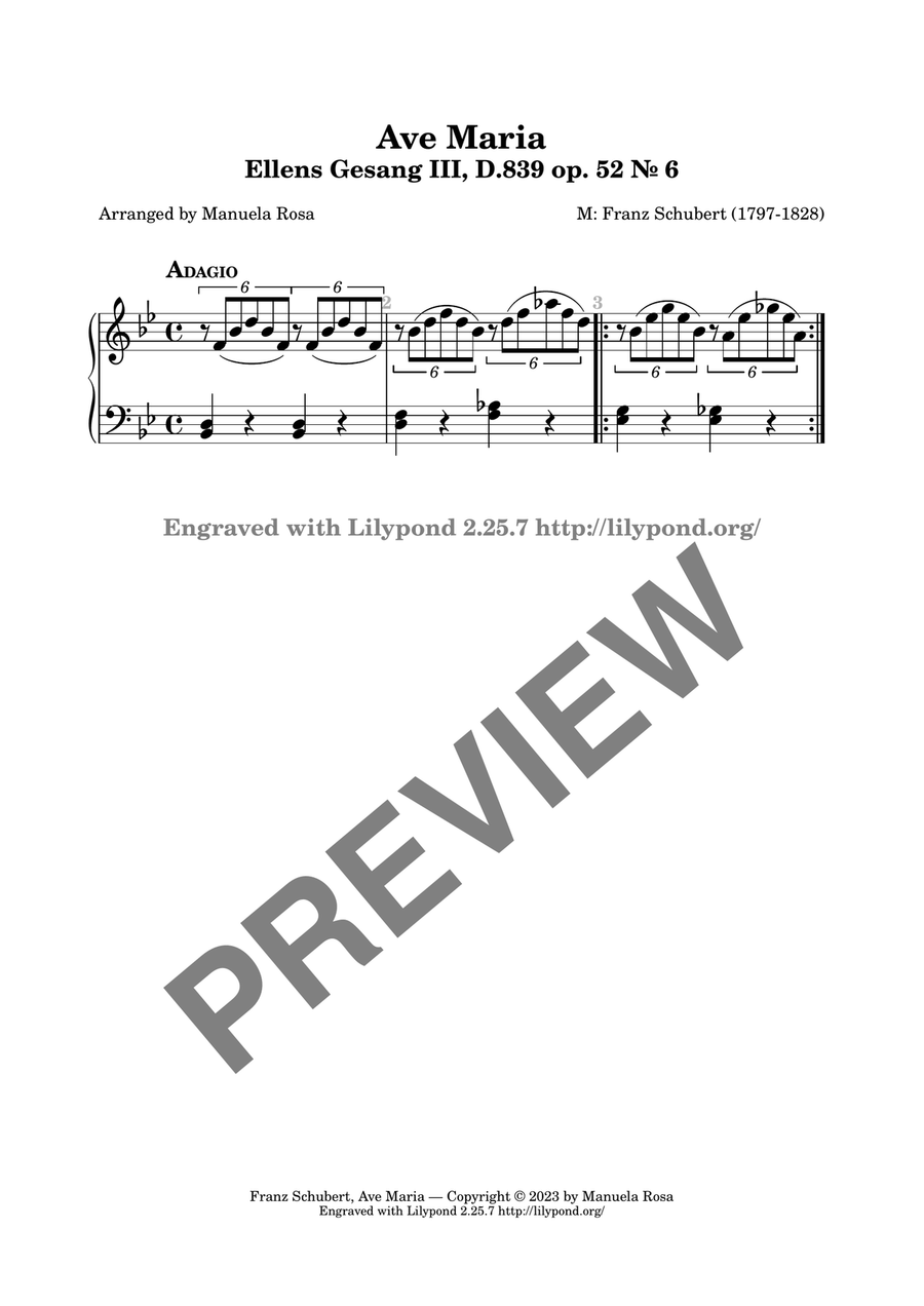 Ave Maria (Schubert) Piano Solo scores gallery preview page 2