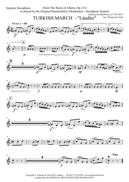 Turkish March Ländler - Beethoven - Saxophone Quartet image number null