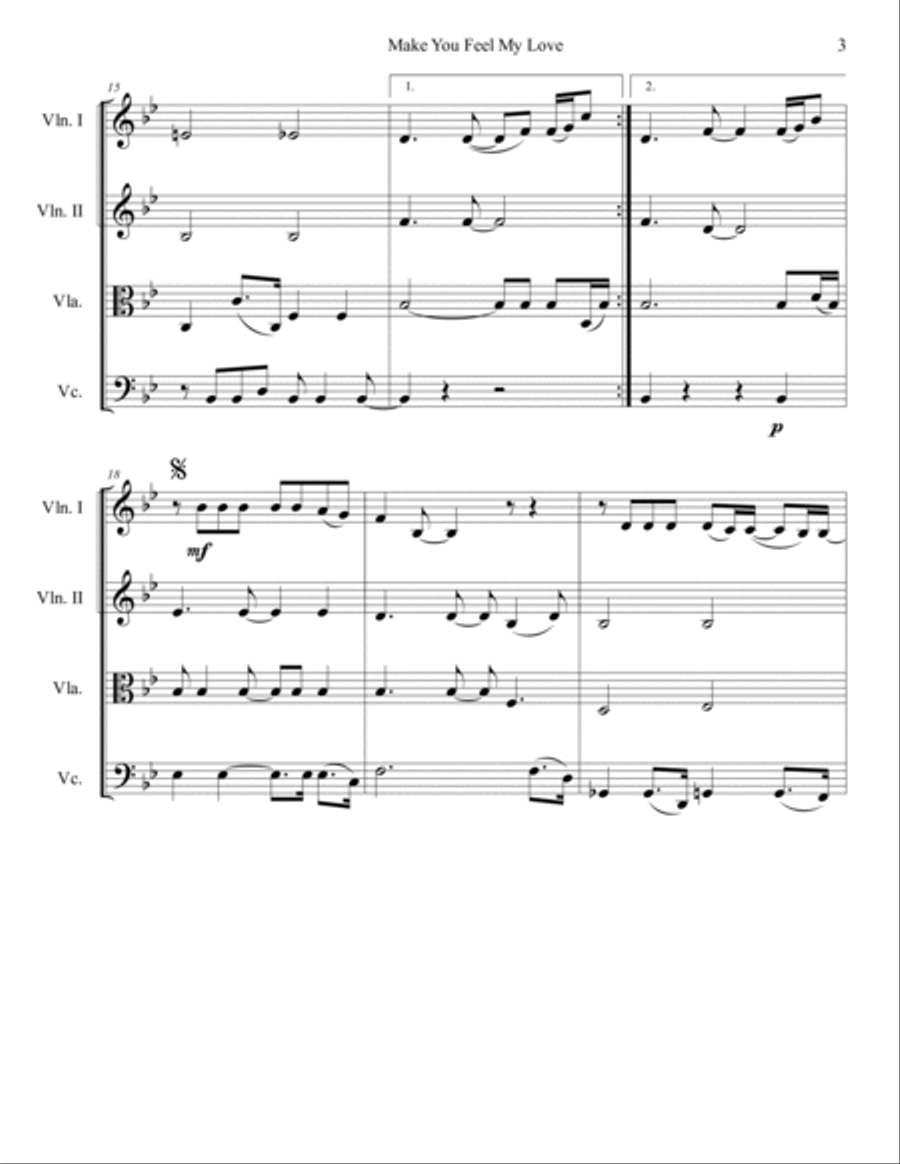 Make You Feel My Love String Quartet scores gallery preview page 4