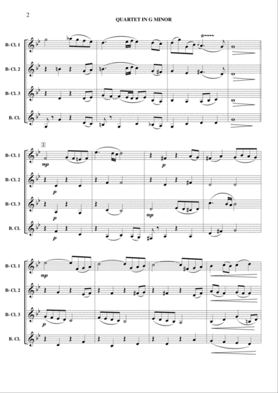 Quartet in G Minor Clarinet Quartet scores gallery preview page 3
