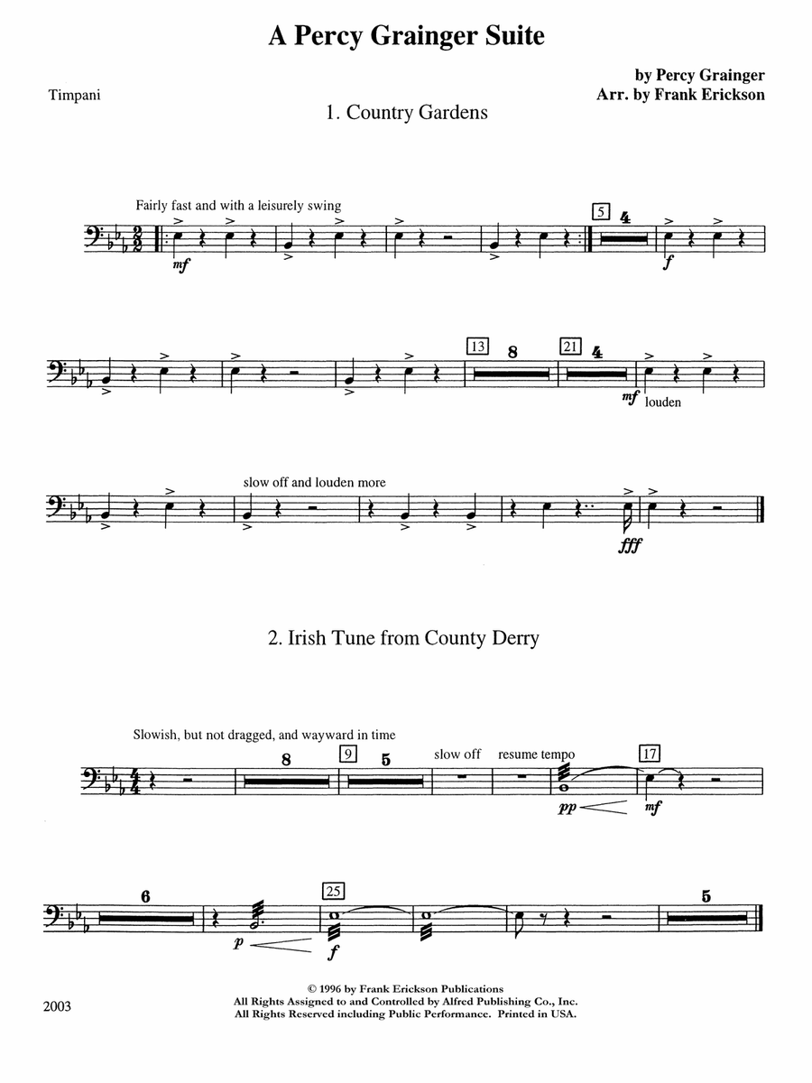 A Percy Grainger Suite: Timpani
