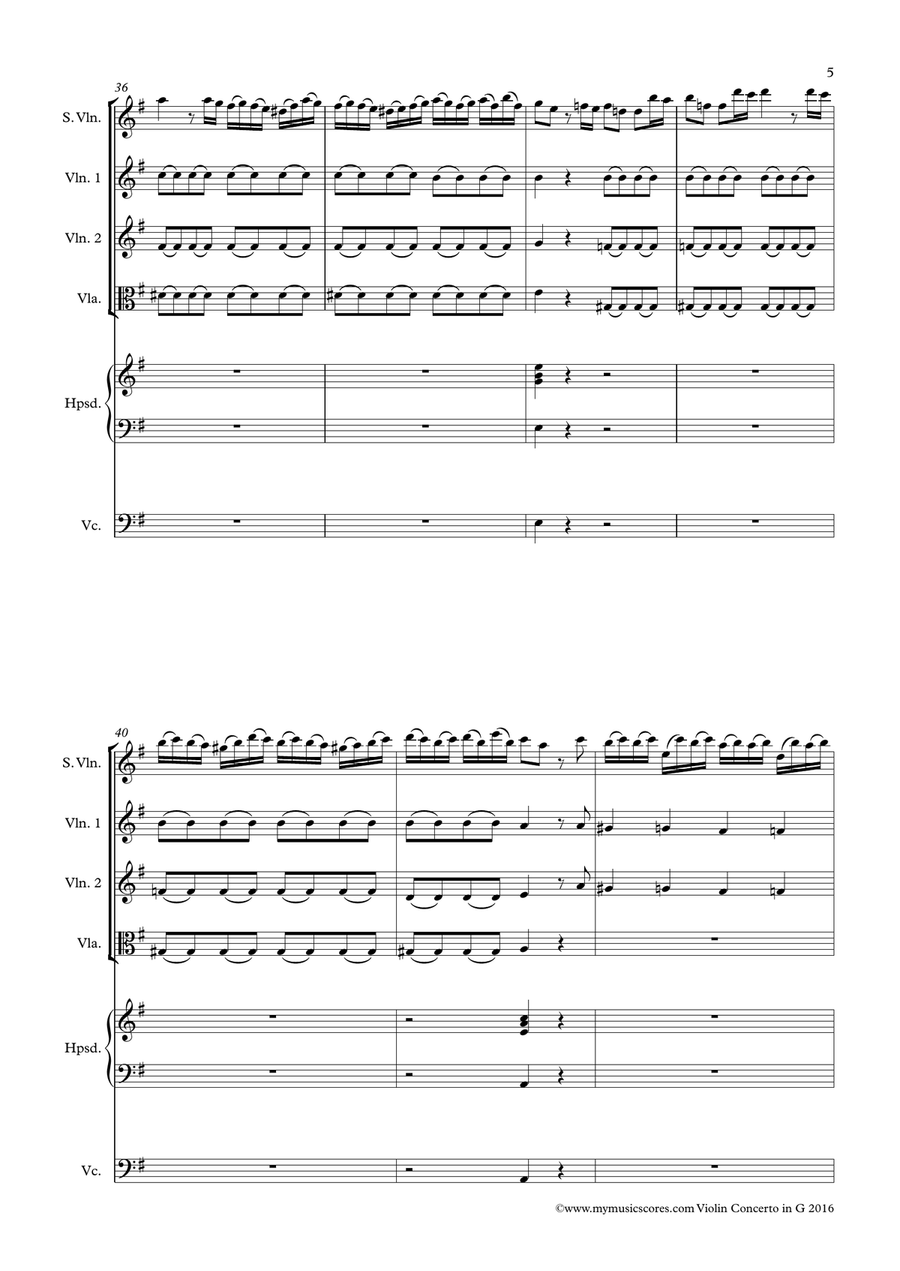 Violin Concerto in G TVW 51:G8 String Orchestra scores gallery preview page 6