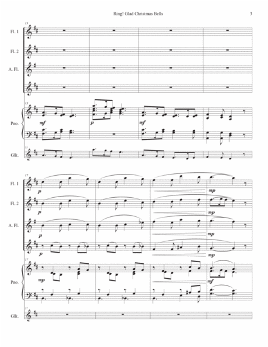Ring Glad Christmas Bells - flute ensemble Woodwind Ensemble scores gallery preview page 3