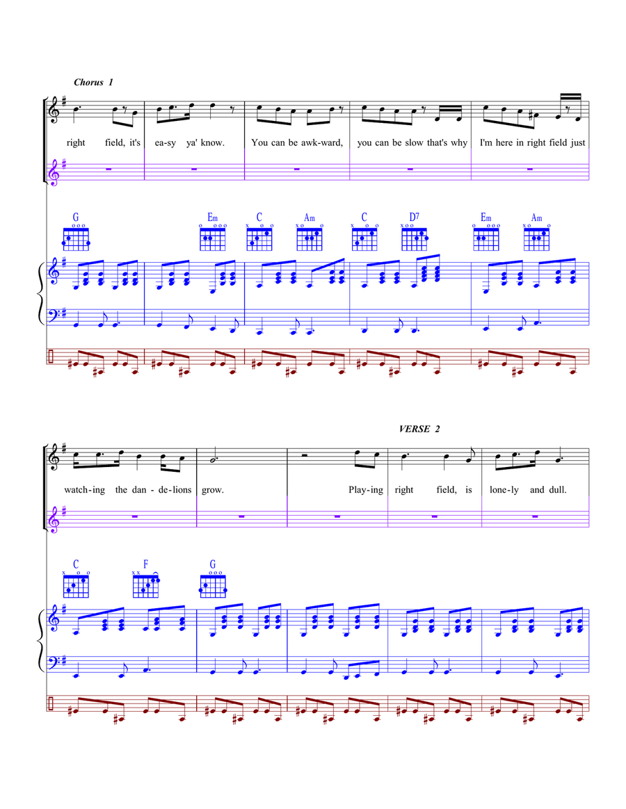 RIGHT FIELD Piano, Vocal scores gallery preview page 3