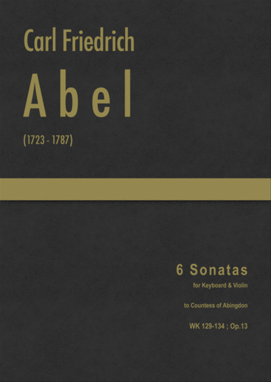 Abel - 6 Sonatas for Keyboard and Violin, Op.13 ; WK 129-134 String Duet scores gallery preview page 1