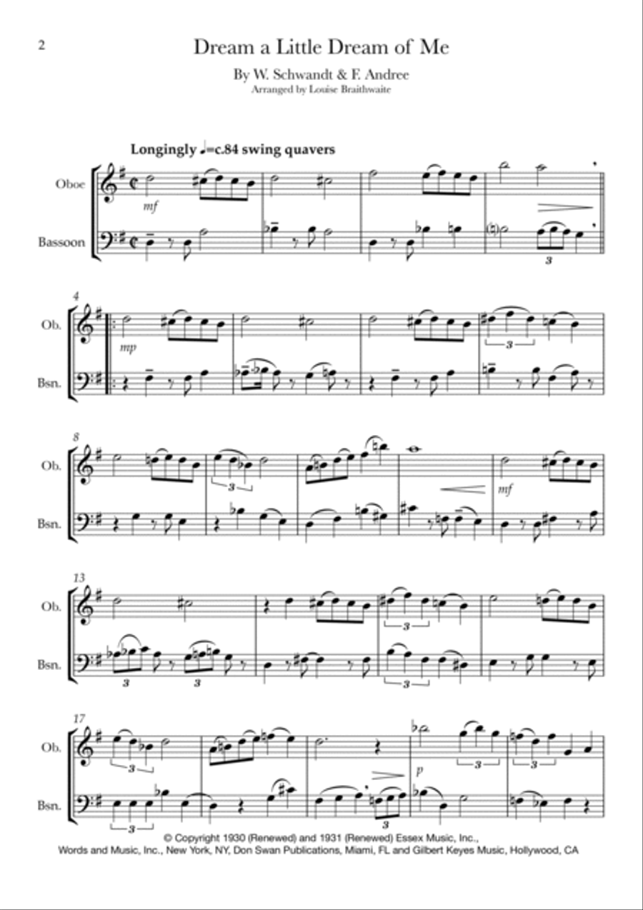 Dream A Little Dream Of Me Woodwind Ensemble scores gallery preview page 2