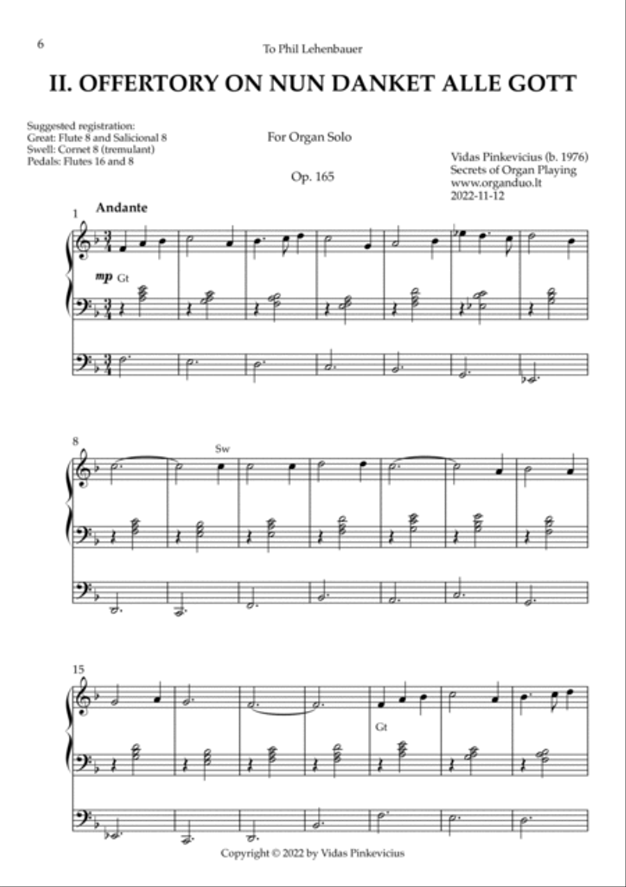 Nun danket alle Gott Suite (Organ Solo) by Vidas Pinkevicius Organ Solo scores gallery preview page 6