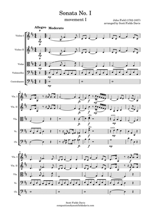 Book cover for John Field, Sonata I (Movement I) arranged for string orchestra by Scott Fields Davis