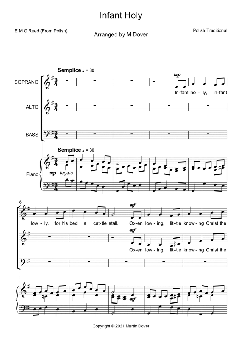 Infant Holy, Infant Lowly - Three part choir - SAB - Upper & Lower Voices image number null