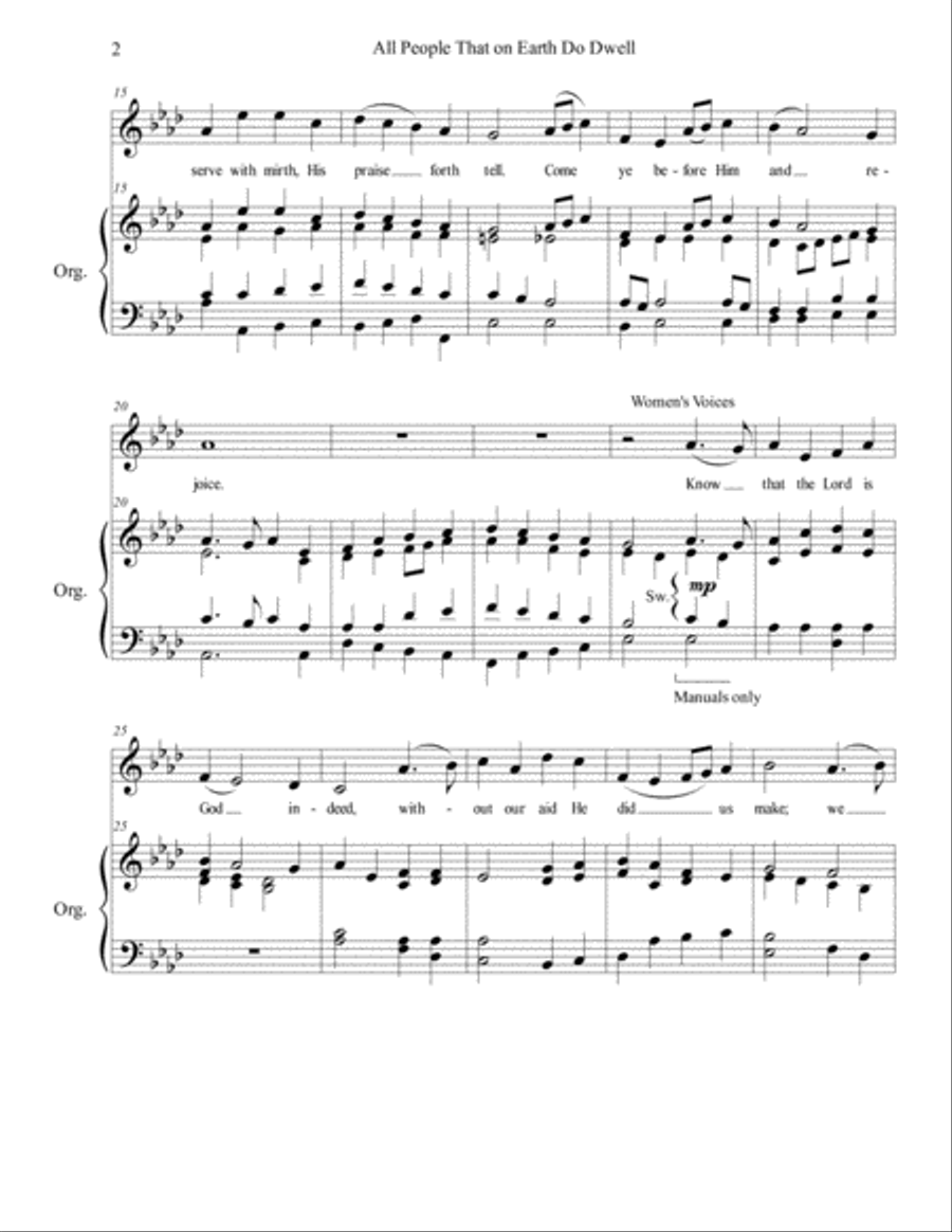 All People That on Earth Do Dwell (unison choir/organ), by Brenda Portman Unison Choir scores gallery preview page 2