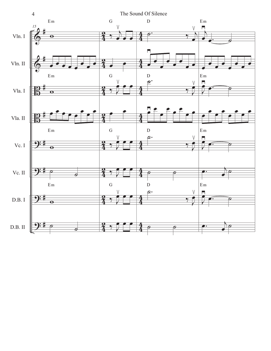 The Sound Of Silence The Sound Of Silence String Quartet scores gallery preview page 4