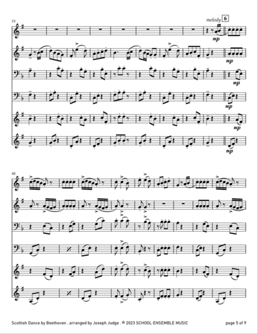 Scottish Dance by Beethoven for Brass Quartet in Schools Brass Quartet scores gallery preview page 5