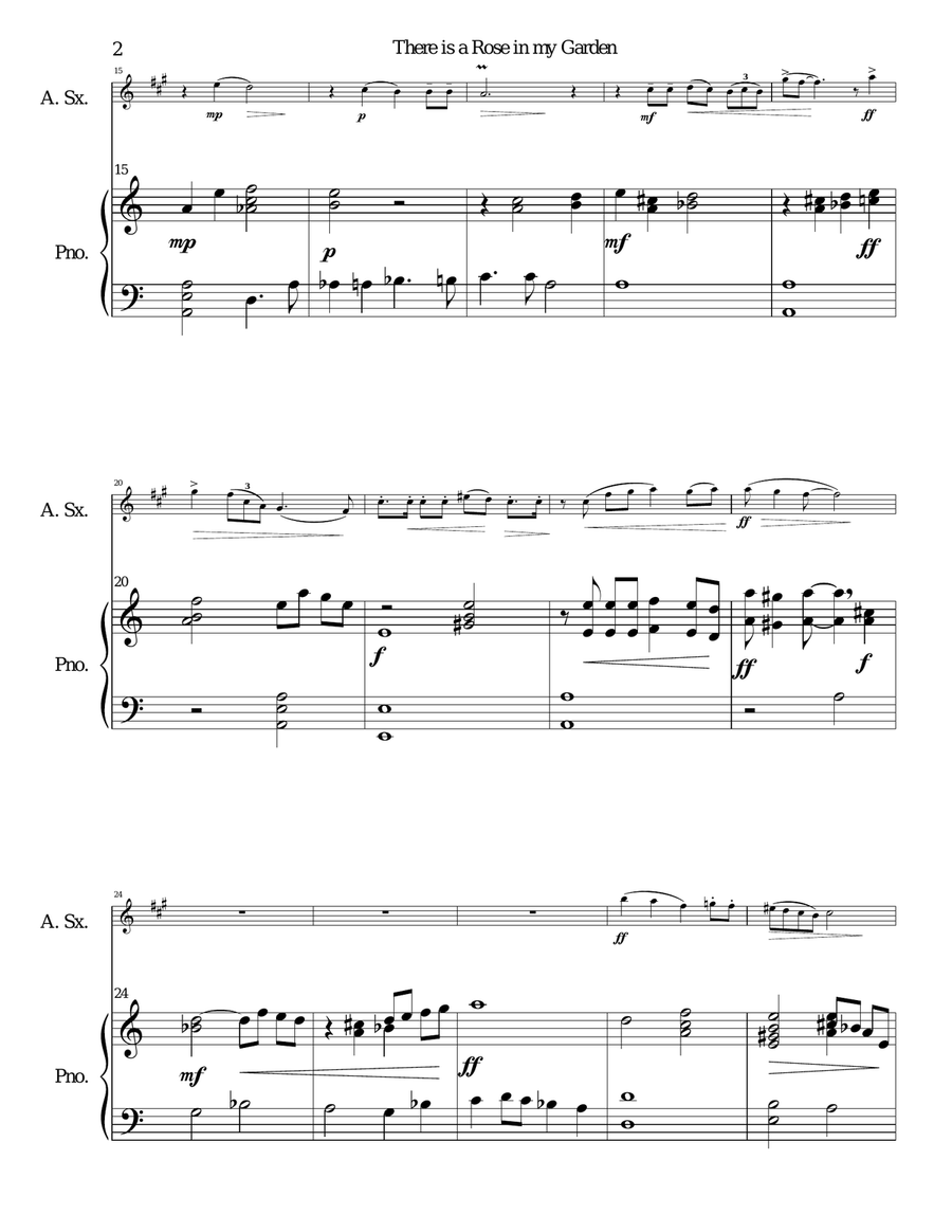 There is a Rose in my Garden for alto saxophone and piano Alto Saxophone scores gallery preview page 2