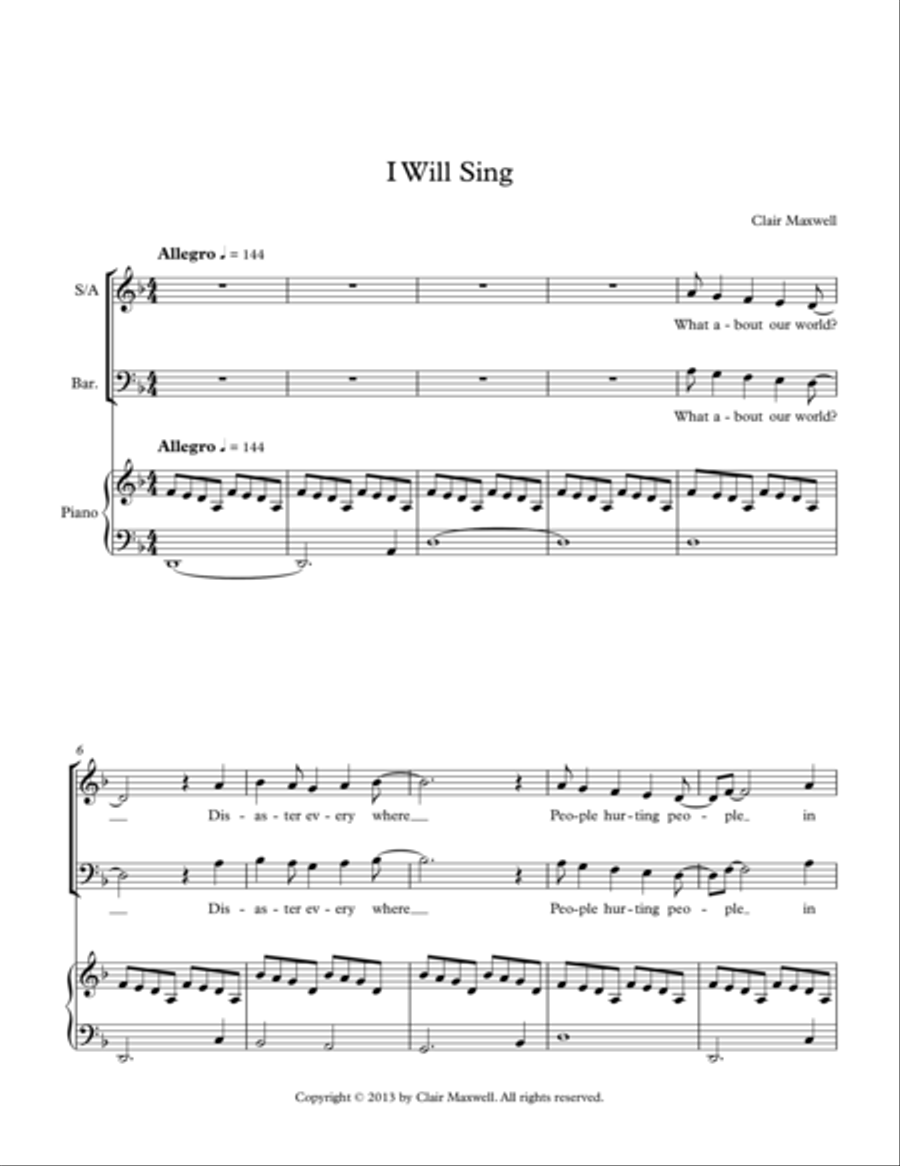 I Will Sing 3-Part scores gallery preview page 1