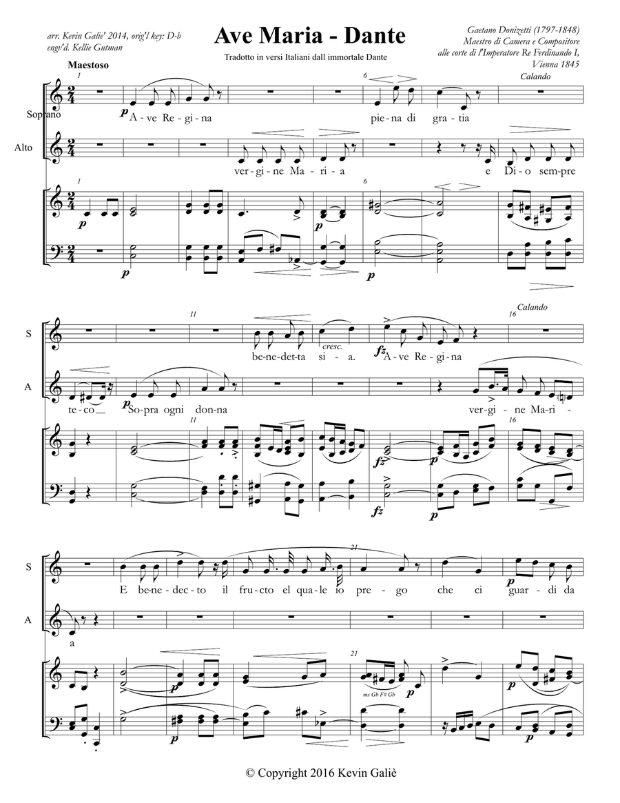 Ave Maria - Dante (Galiè) SA SA scores gallery preview page 1
