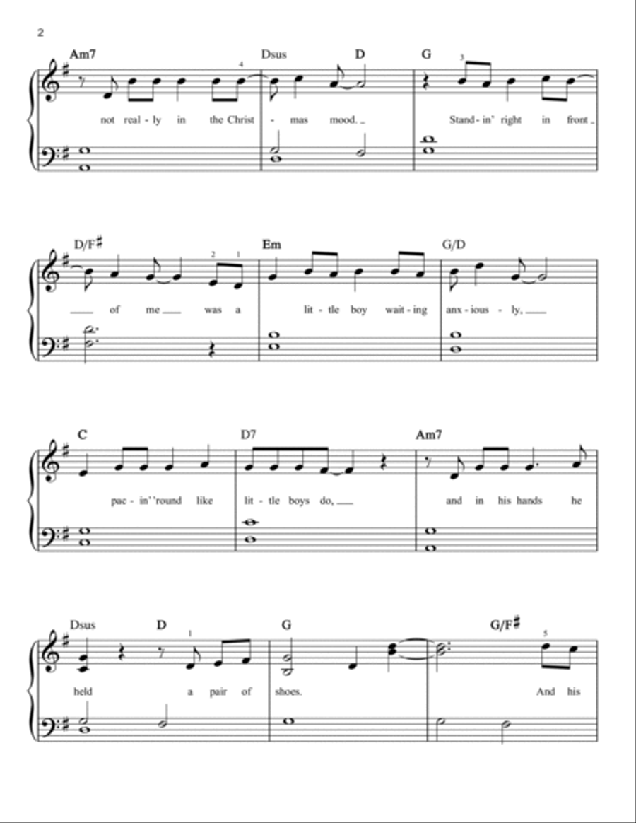 The Christmas Shoes Easy Piano scores gallery preview page 2