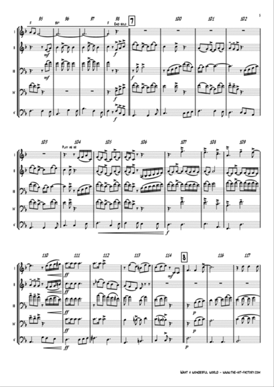 What A Wonderful World Saxophone Quintet scores gallery preview page 5