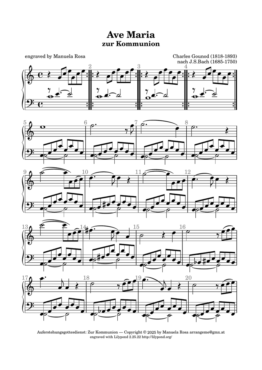 Ave Maria (Charles Gounod) Piano Solo scores gallery preview page 1