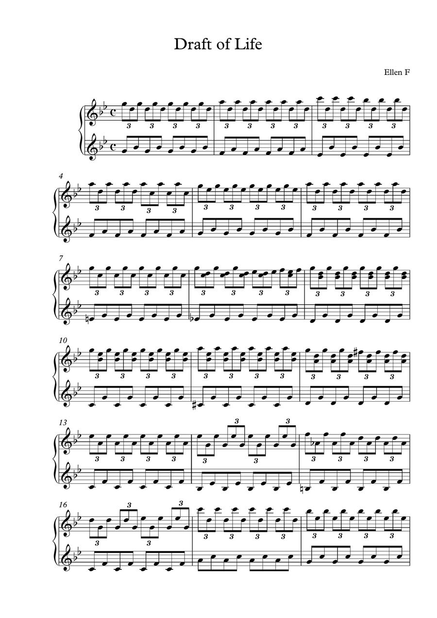 Draft Of Life Draft Of Life Piano Solo scores gallery preview page 1