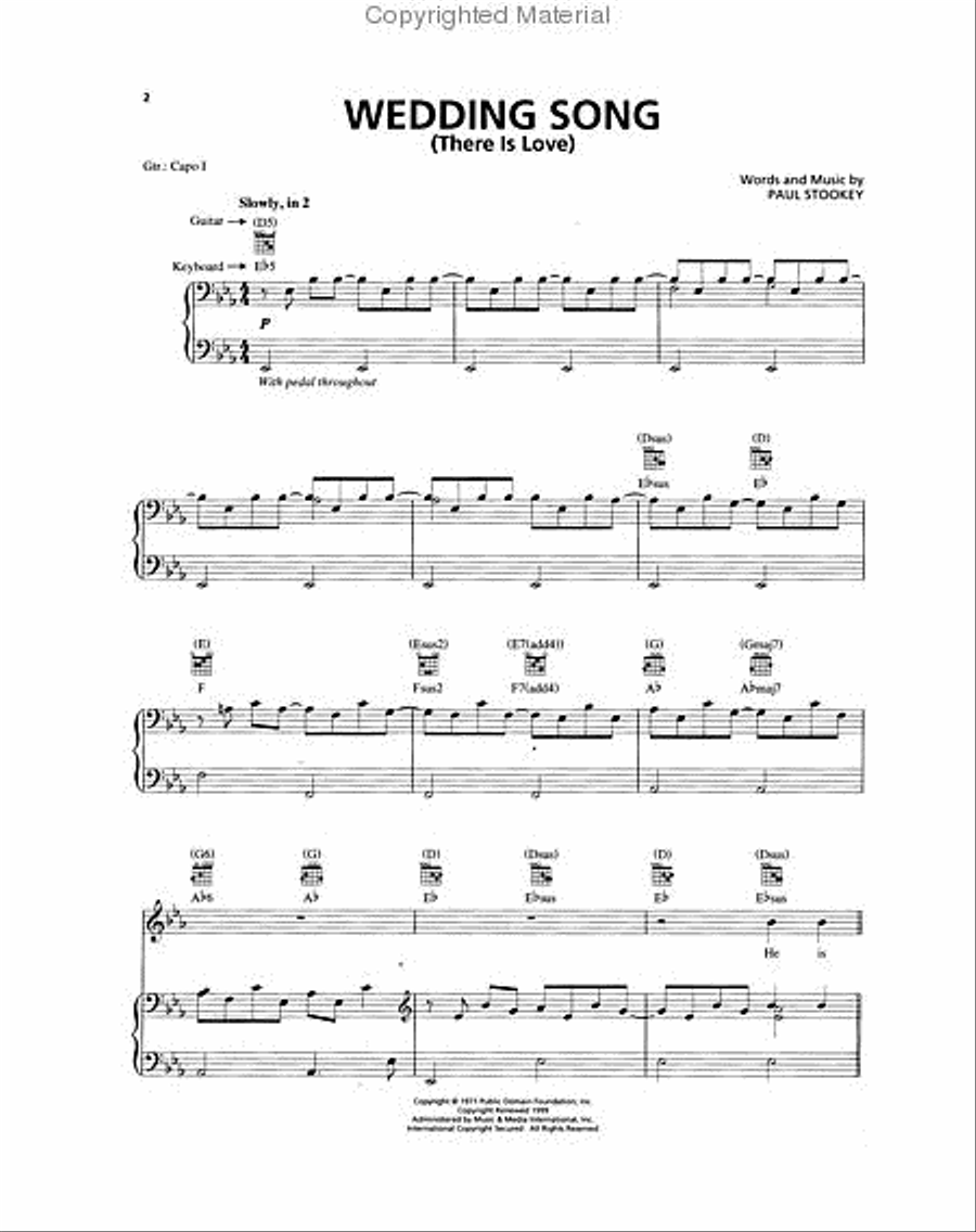 The Wedding Song (There Is Love) Piano, Vocal, Guitar scores gallery preview page 2